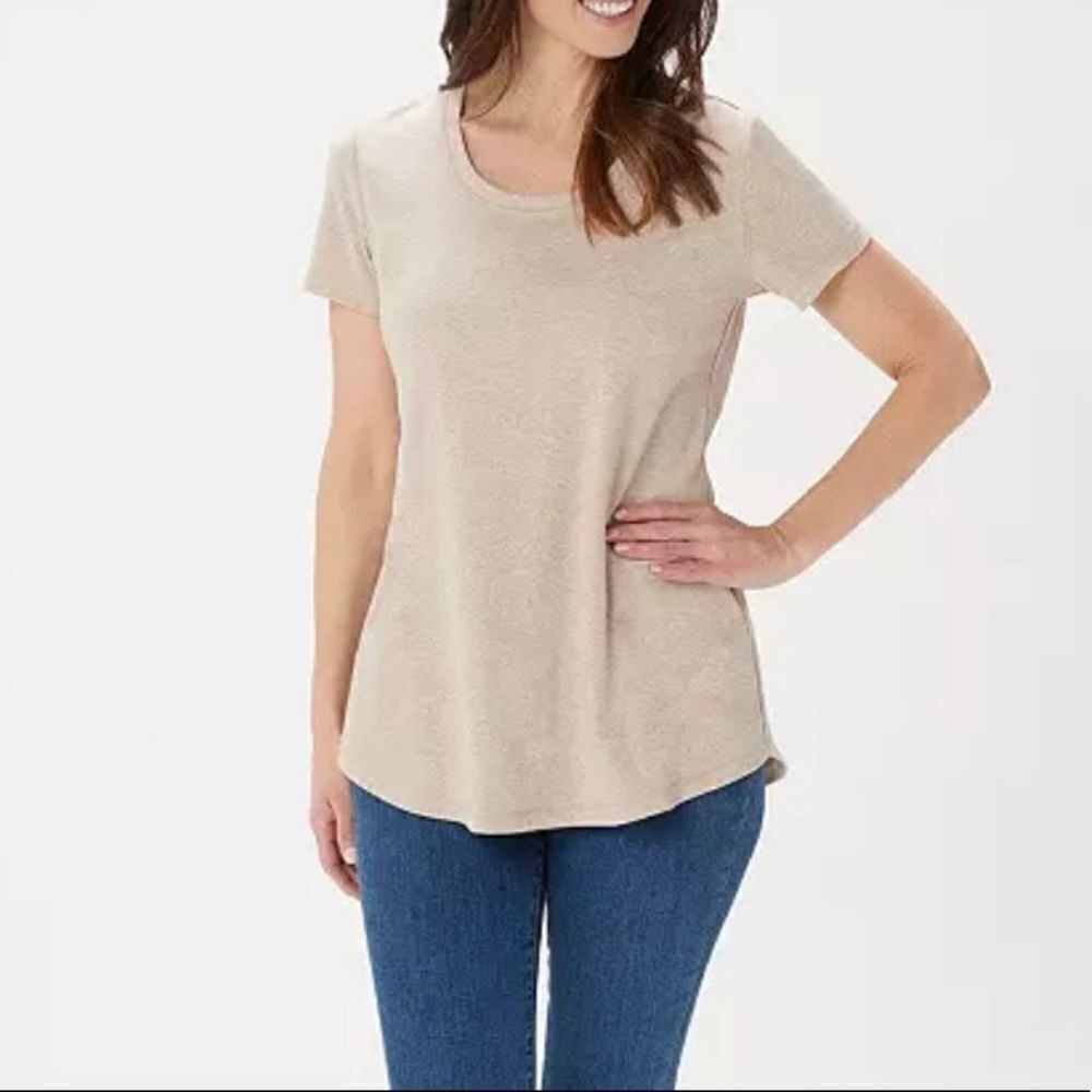 💕Isaac Mizrahi Knit Tunic Crossover Back Top